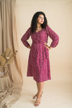 Cute Heart Print Dress With Smoking Effect In Front