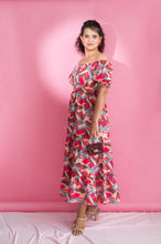 Digital Print Backless Effect Long Maxi Dress