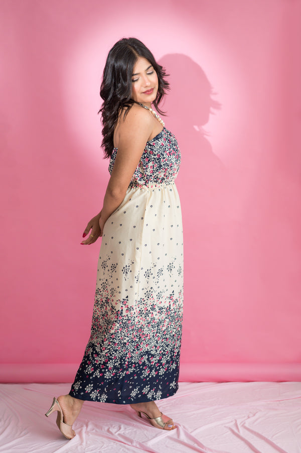 Floral Print Tube Gown