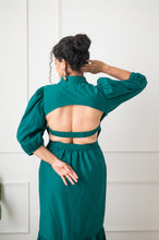 Backless Effect Shirt Style Long Layerd Dress