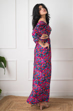 Floral Print Waist Cut Out Style Maxi Dress